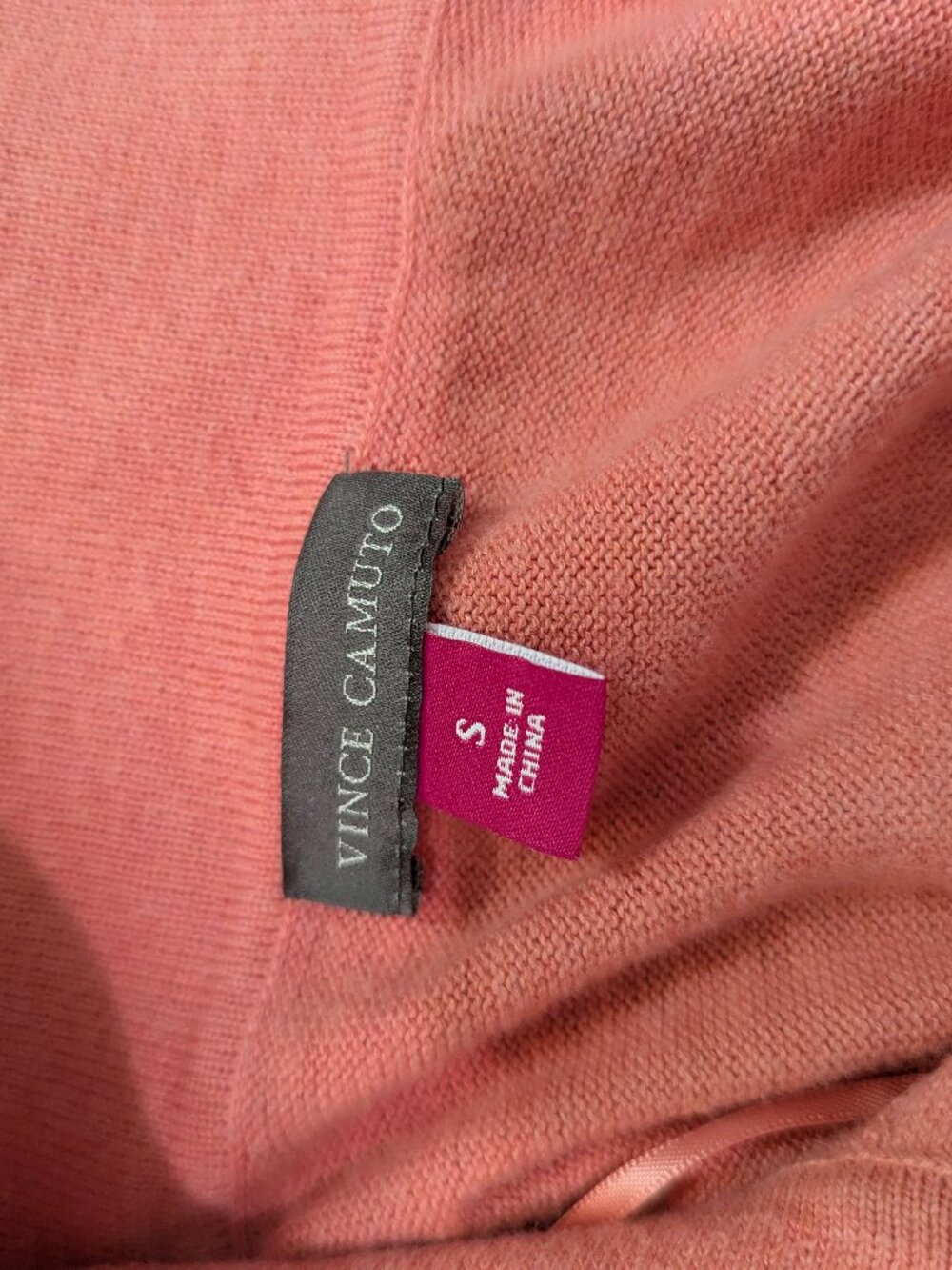 Vince Camuto Salmon Colored V Neck Collared Long Sleeve Sweater - Picture 4 of 4